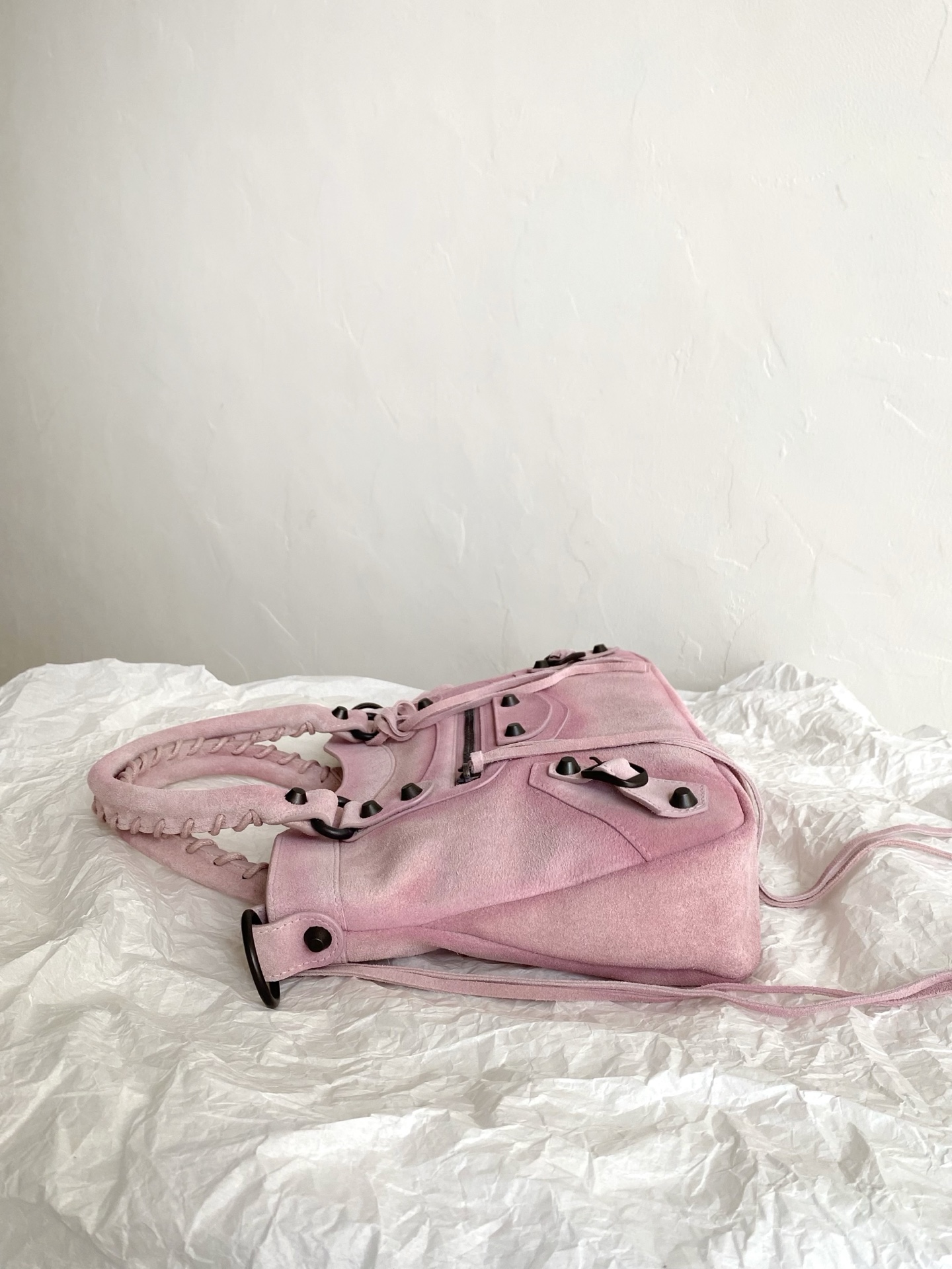 Balenciaga Suede Le City Bag in Gradient Pink