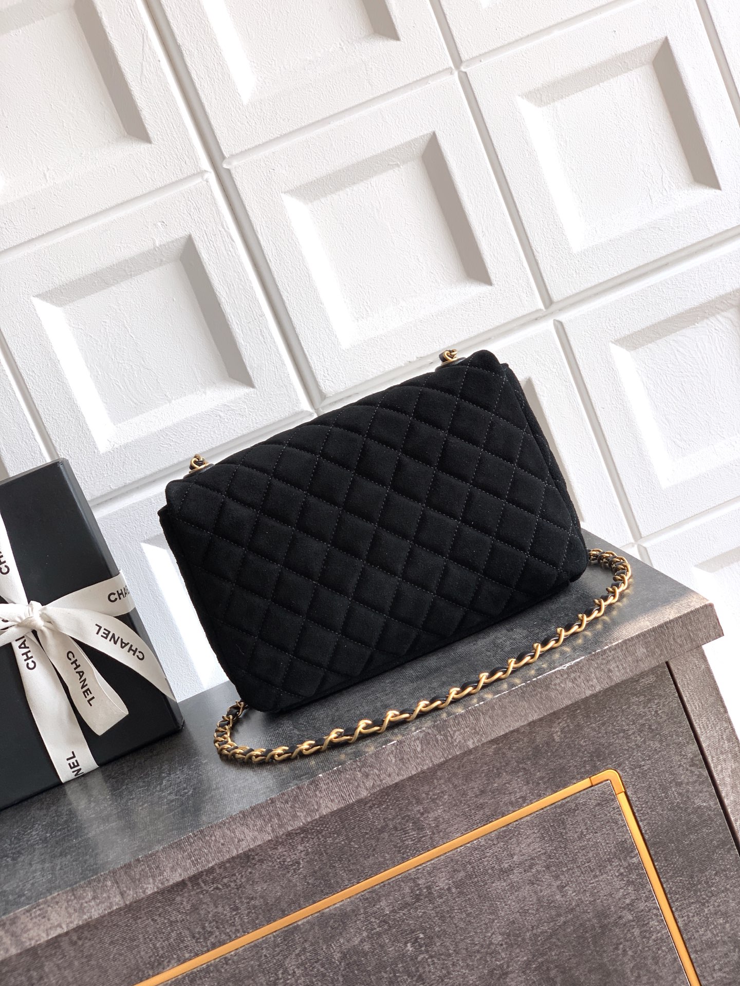 CHANEL 26C Large CF Bag in Black Suede