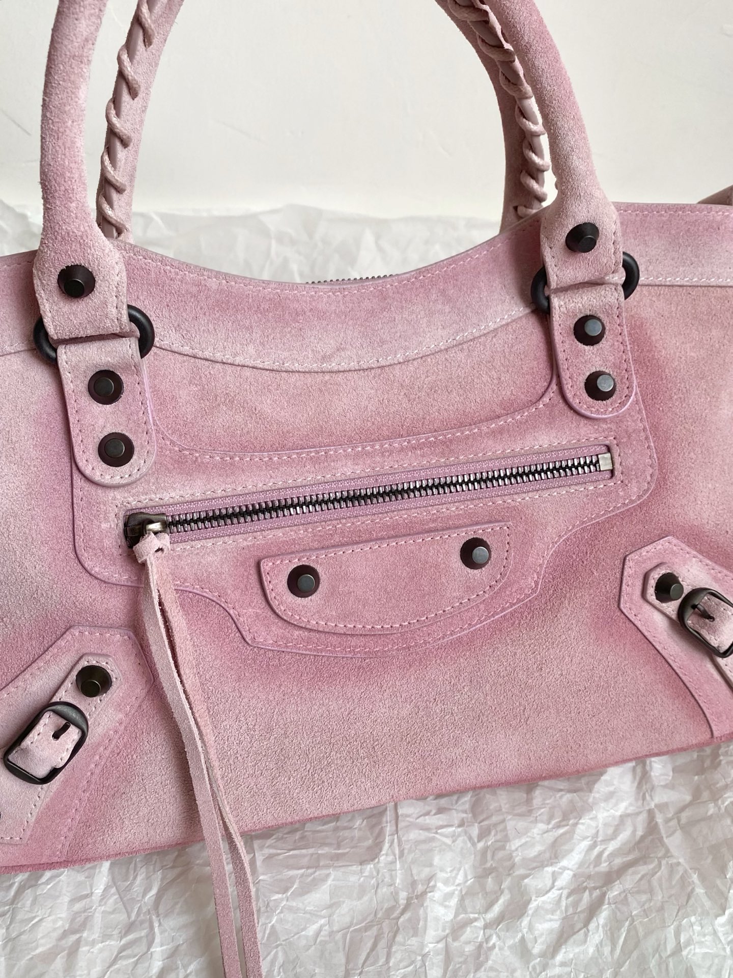 Balenciaga Suede Le City Bag in Gradient Pink
