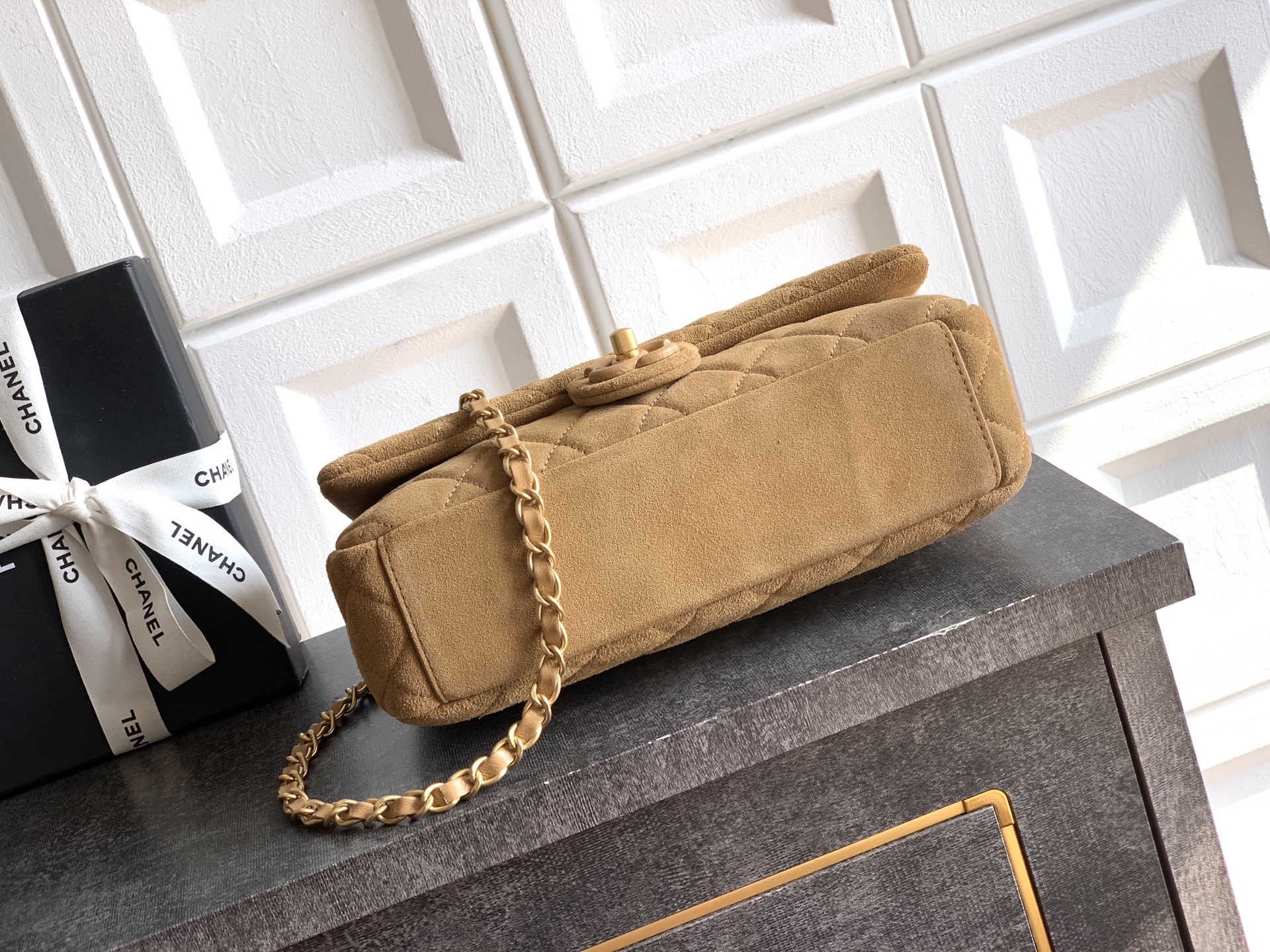 CHANEL 26C Large CF Bag in Brown Suede