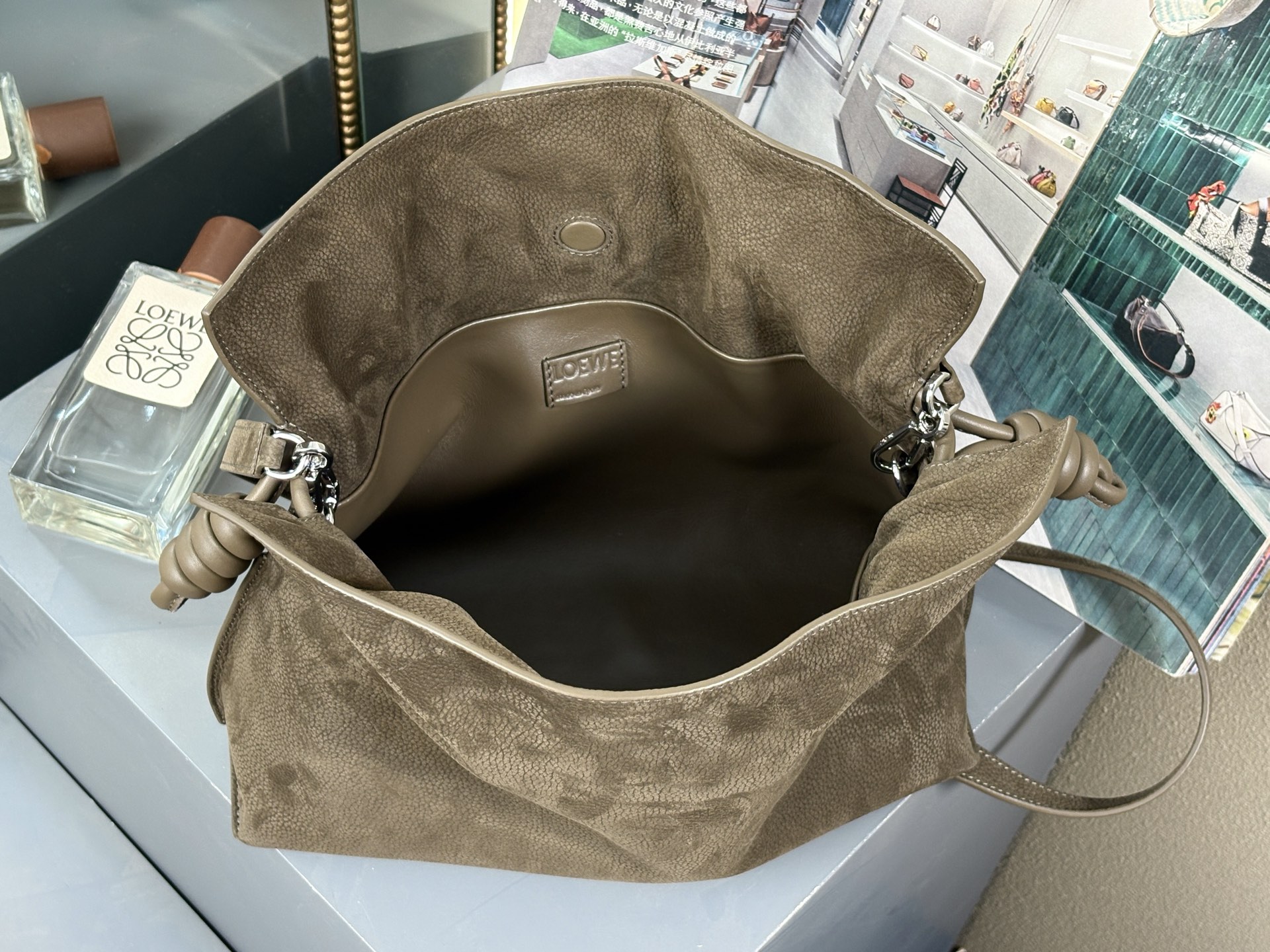 LOEWE Medium Flamenco clutch in grained nubuck