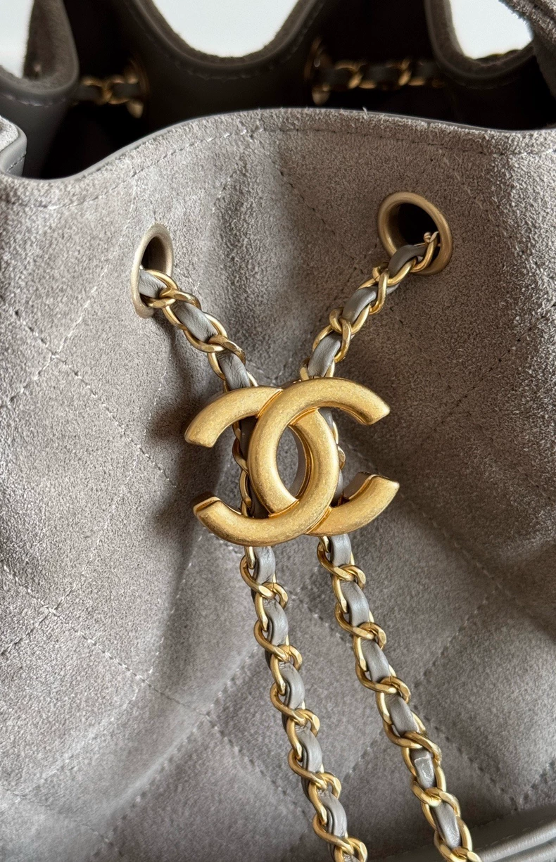 Chanel Suede Quilted Medium Chanel 25 Handbag Dark Grey