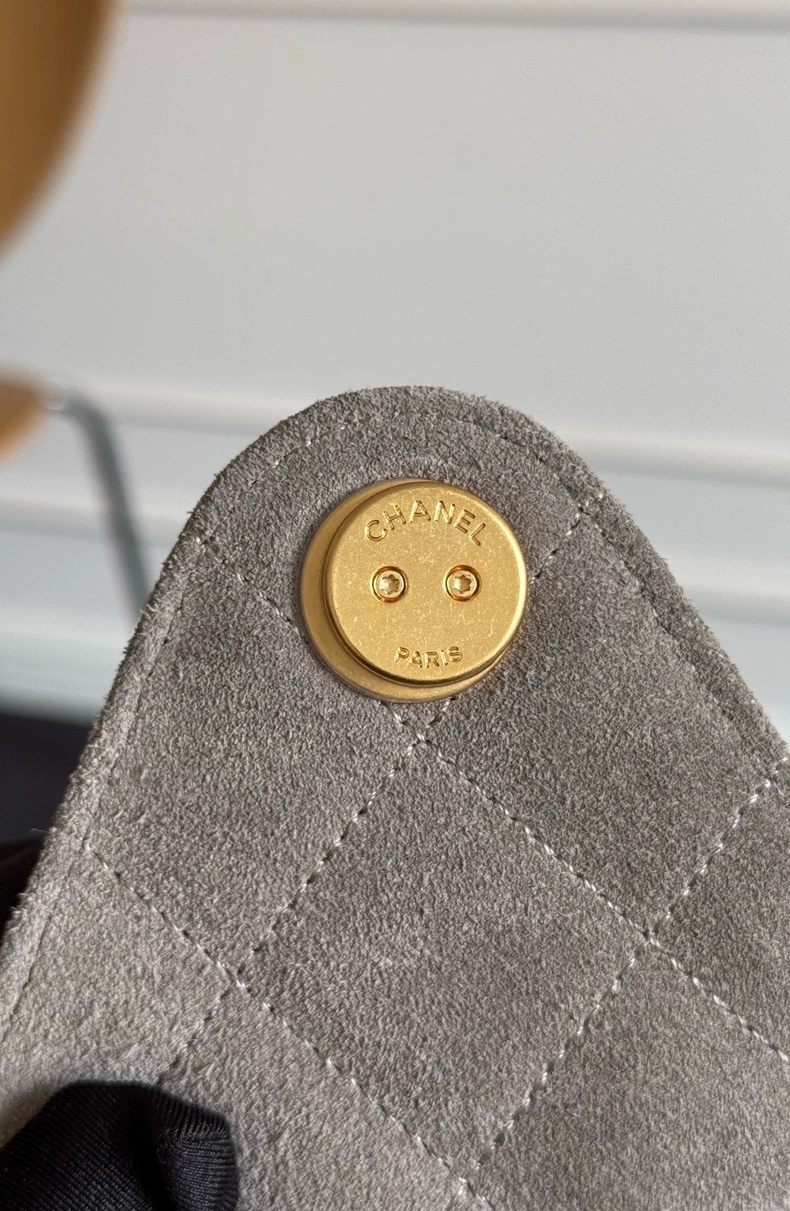 Chanel Suede Quilted Medium Chanel 25 Handbag Dark Grey