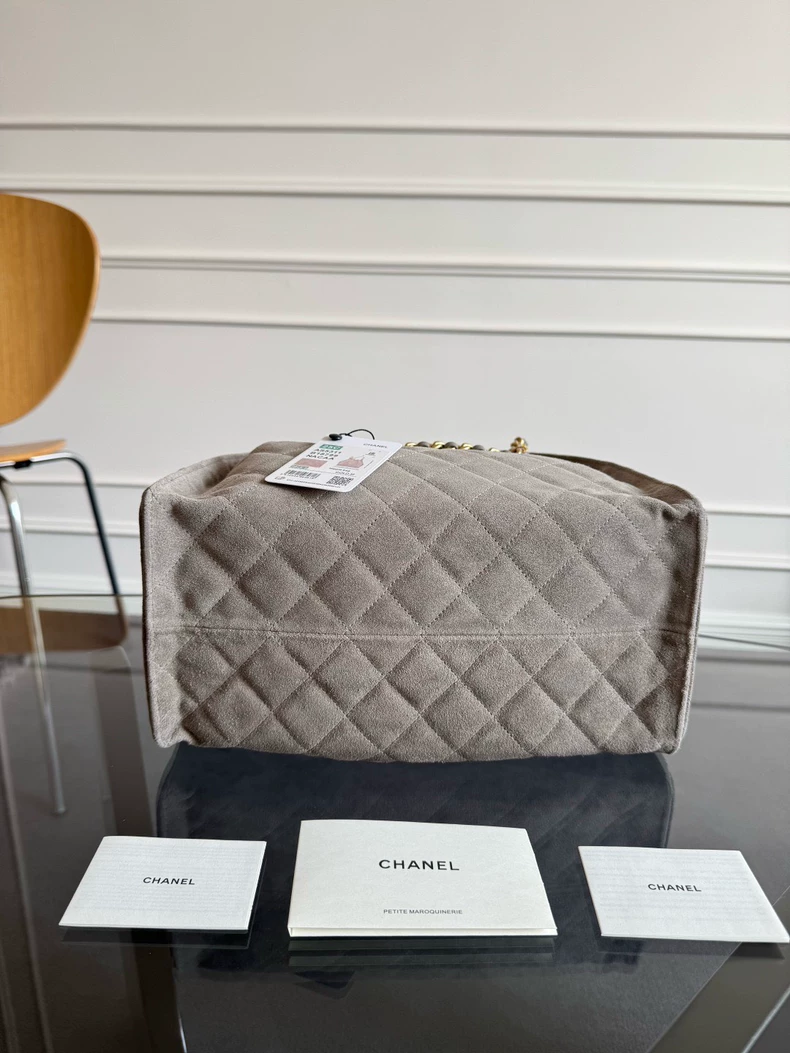 Chanel Suede Quilted Medium Chanel 25 Handbag Dark Grey