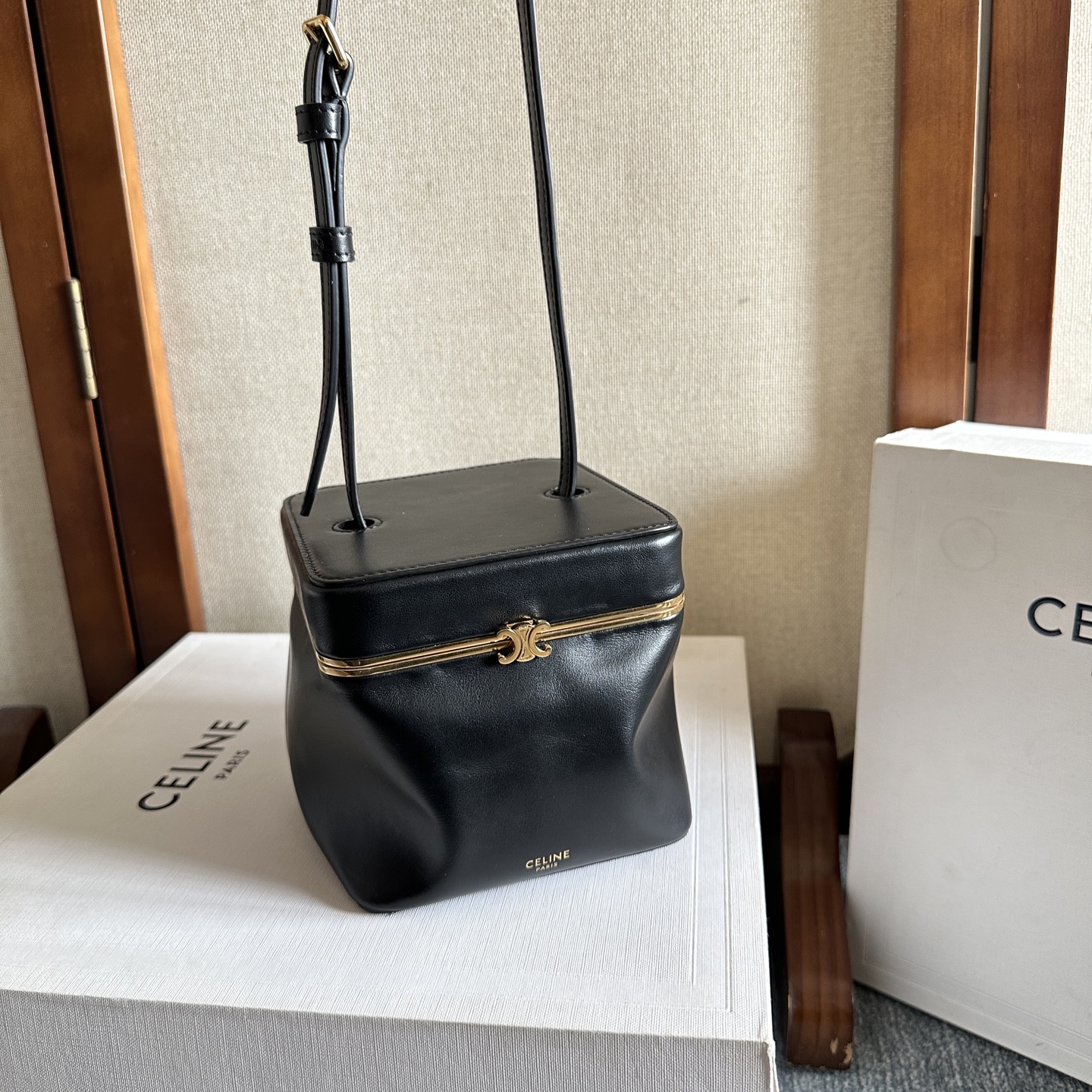 CELINE SMALL TRIOMPHE FRAME IN SUPPLE CALFSKIN