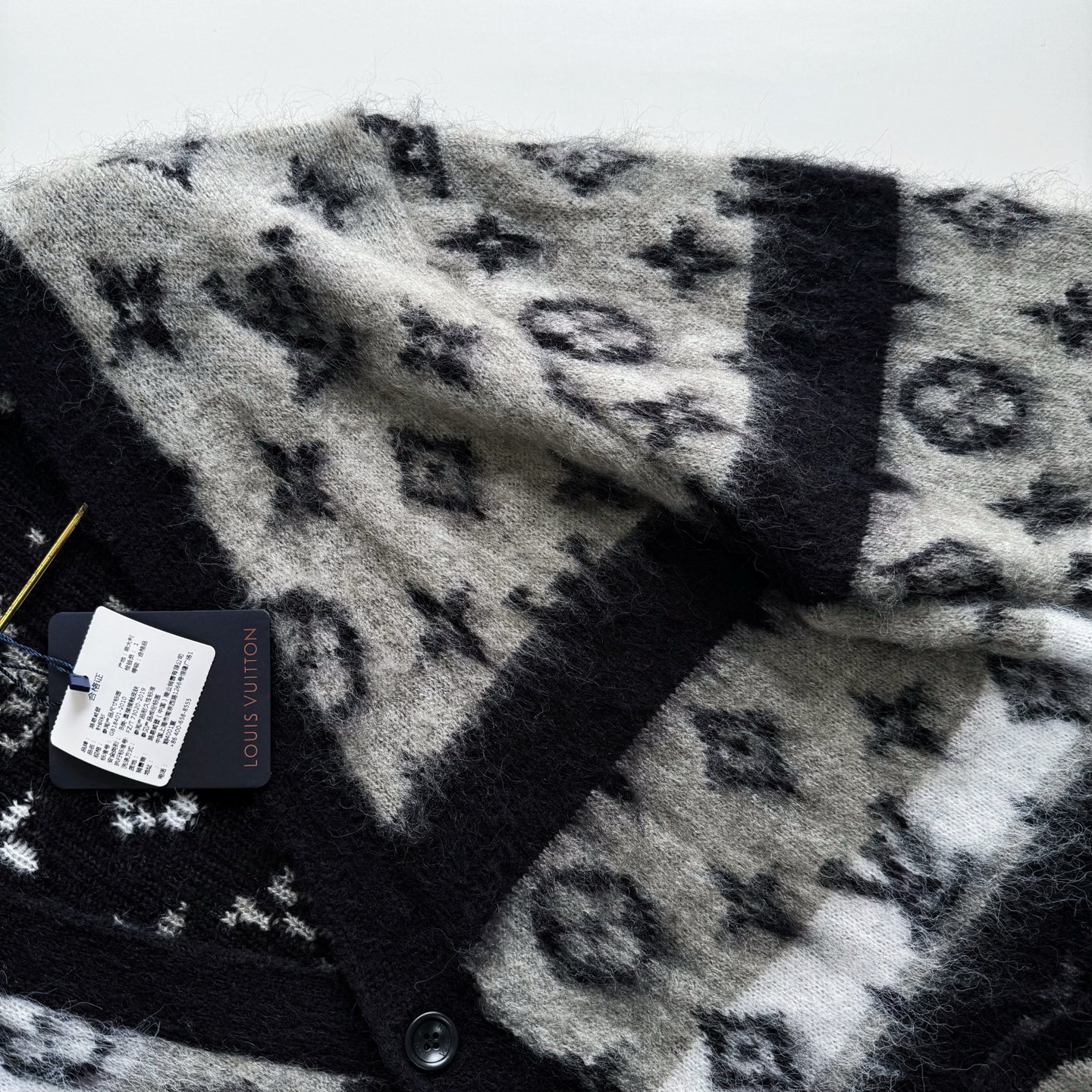 LV 1AIOX3 Monogram letter-combination mohair cardigan