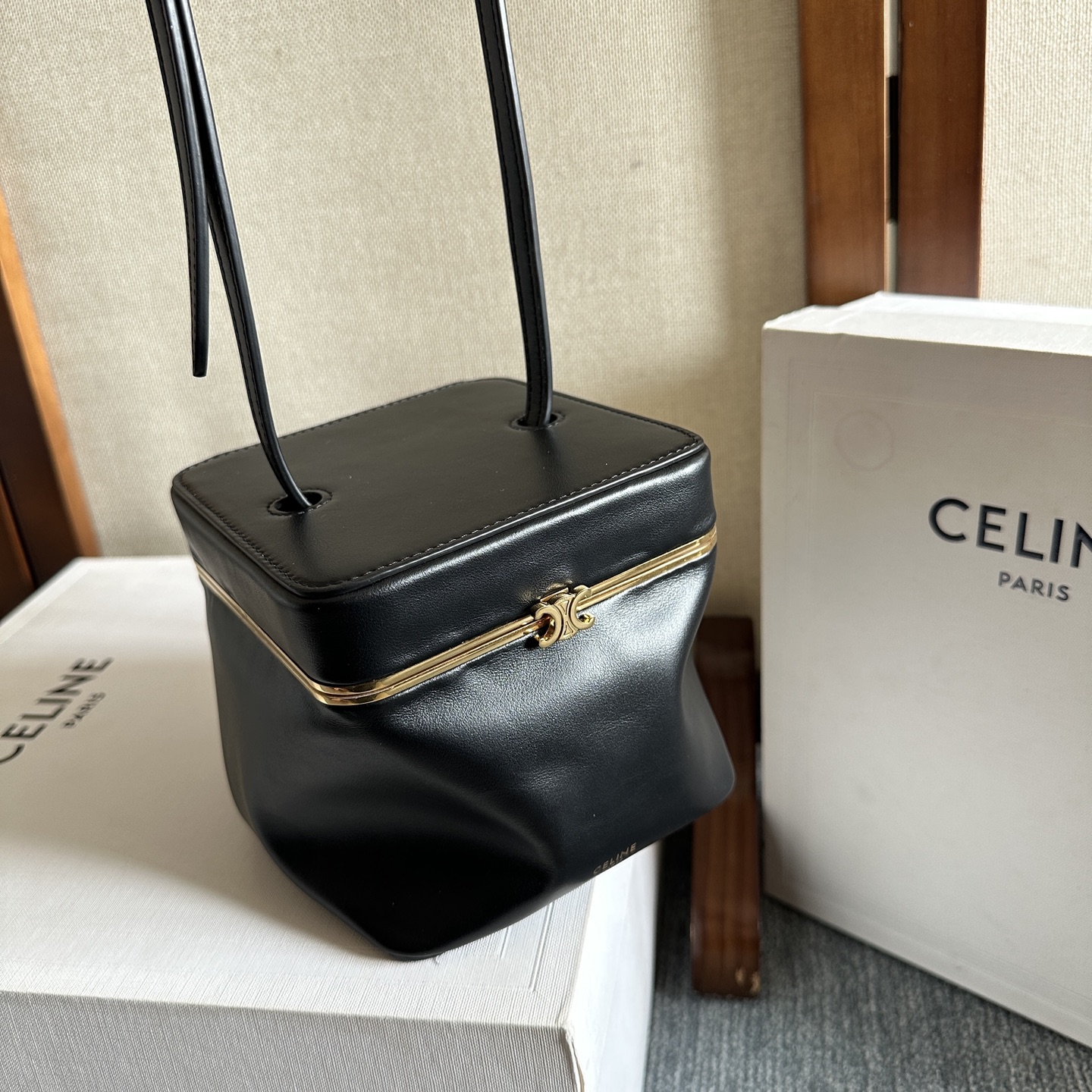 CELINE SMALL TRIOMPHE FRAME IN SUPPLE CALFSKIN
