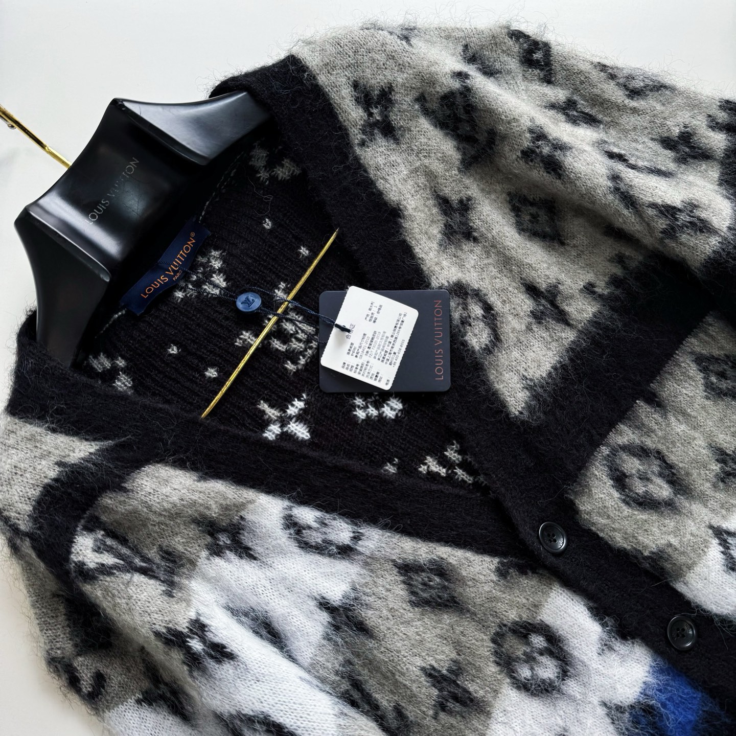 LV 1AIOX3 Monogram letter-combination mohair cardigan