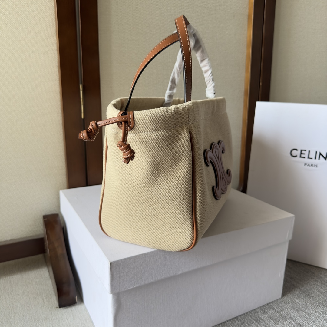 CELINE Small Cabas Triomphe Drawstring Tote Bag