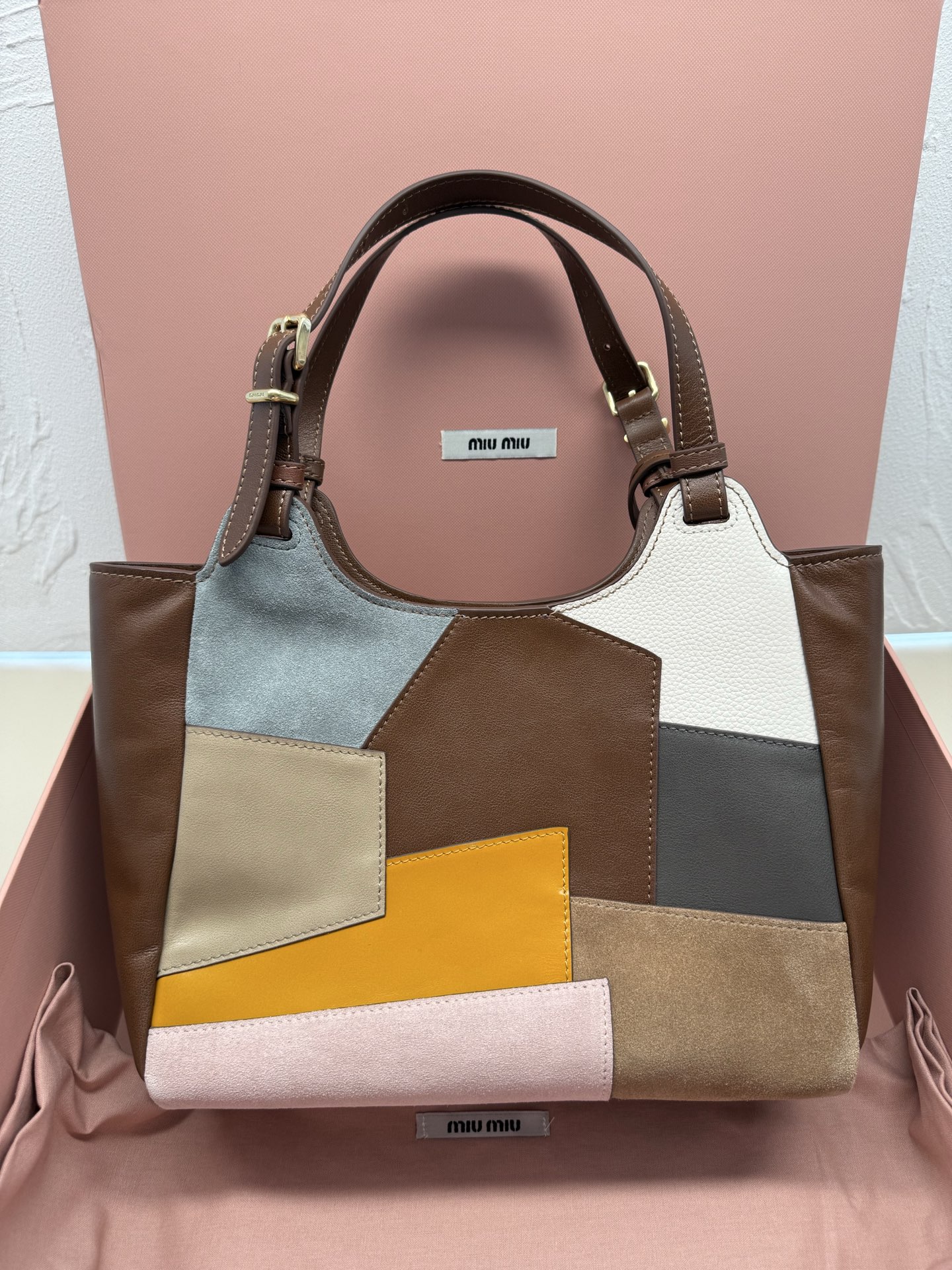 Miu Miu Paneled Leather Tote Bag