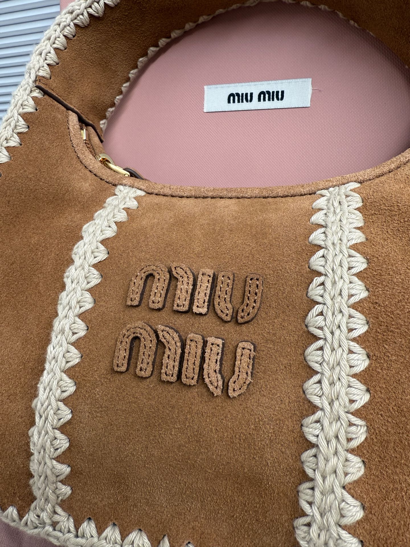Miu Miu Deerskin Crochet Shoulder Bag