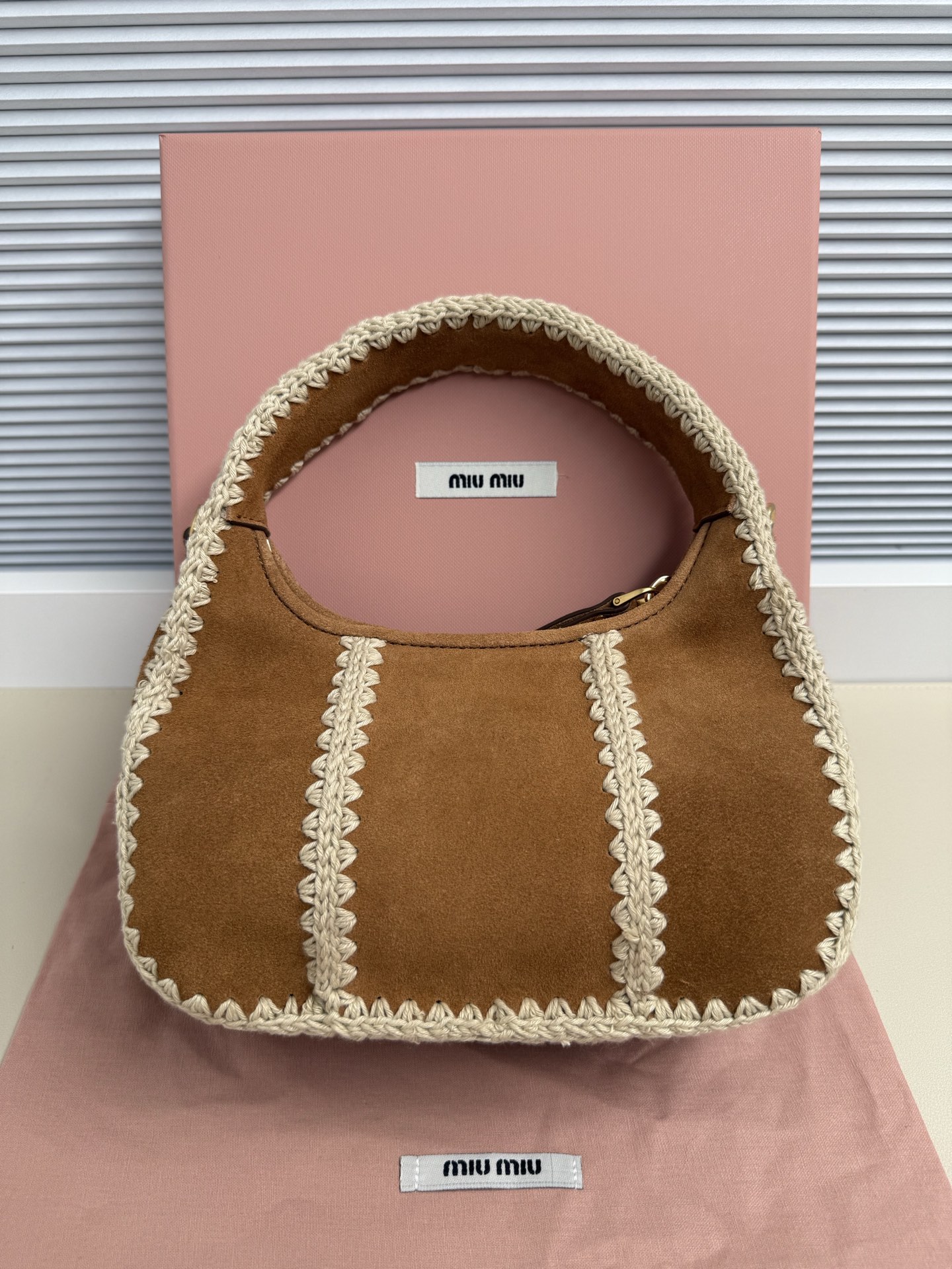 Miu Miu Deerskin Crochet Shoulder Bag