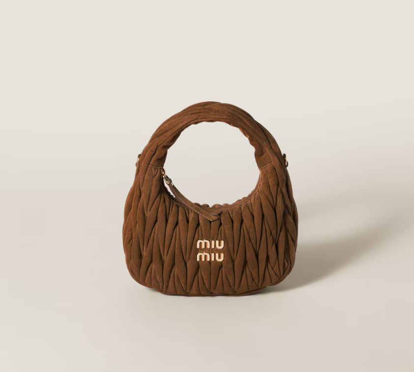 MiuMiu Wander matelassé suede bag