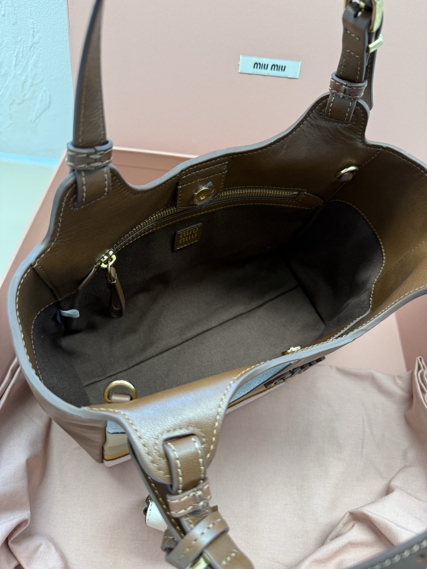 Miu Miu Paneled Leather Tote Bag