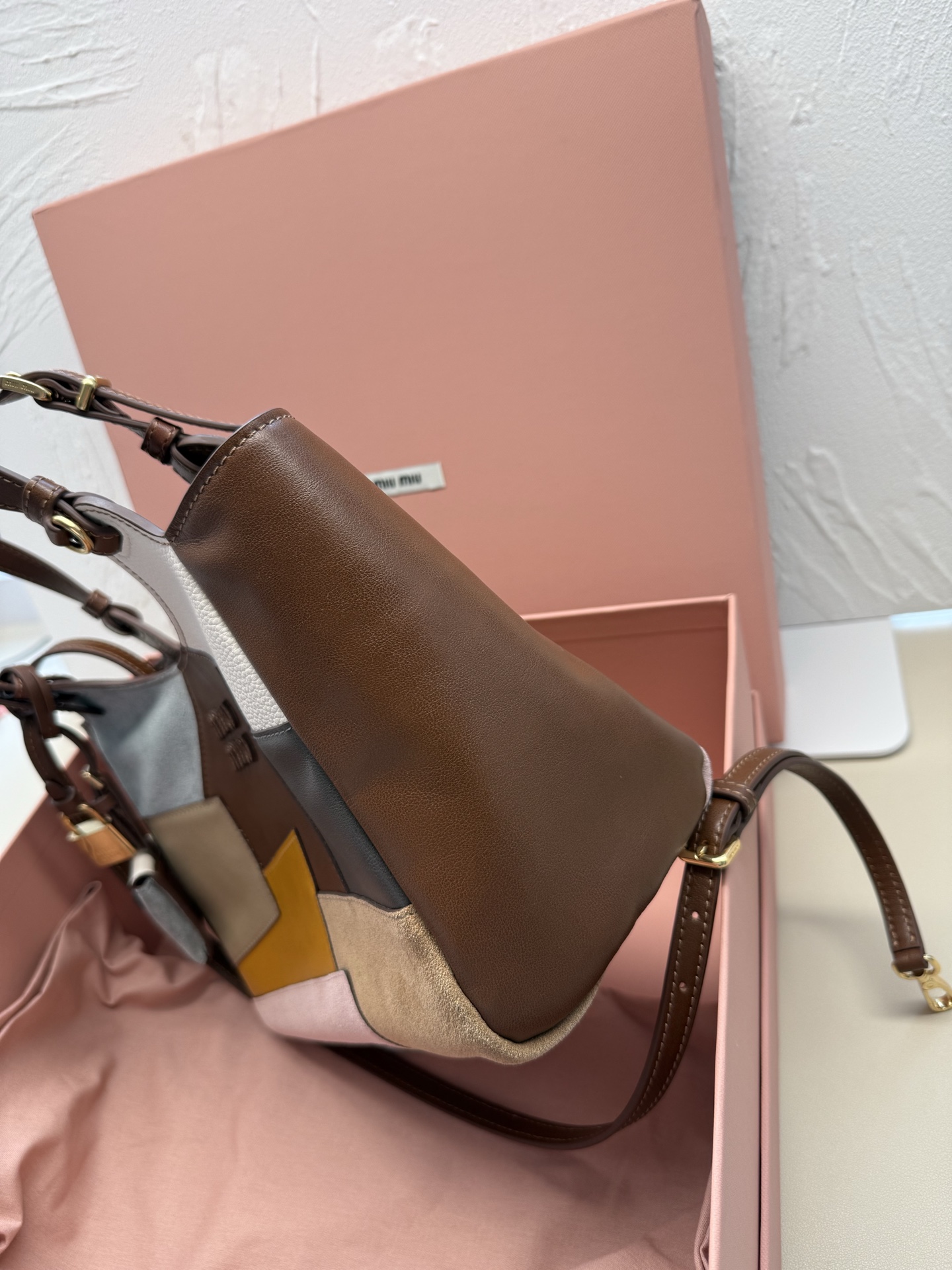 Miu Miu Paneled Leather Tote Bag