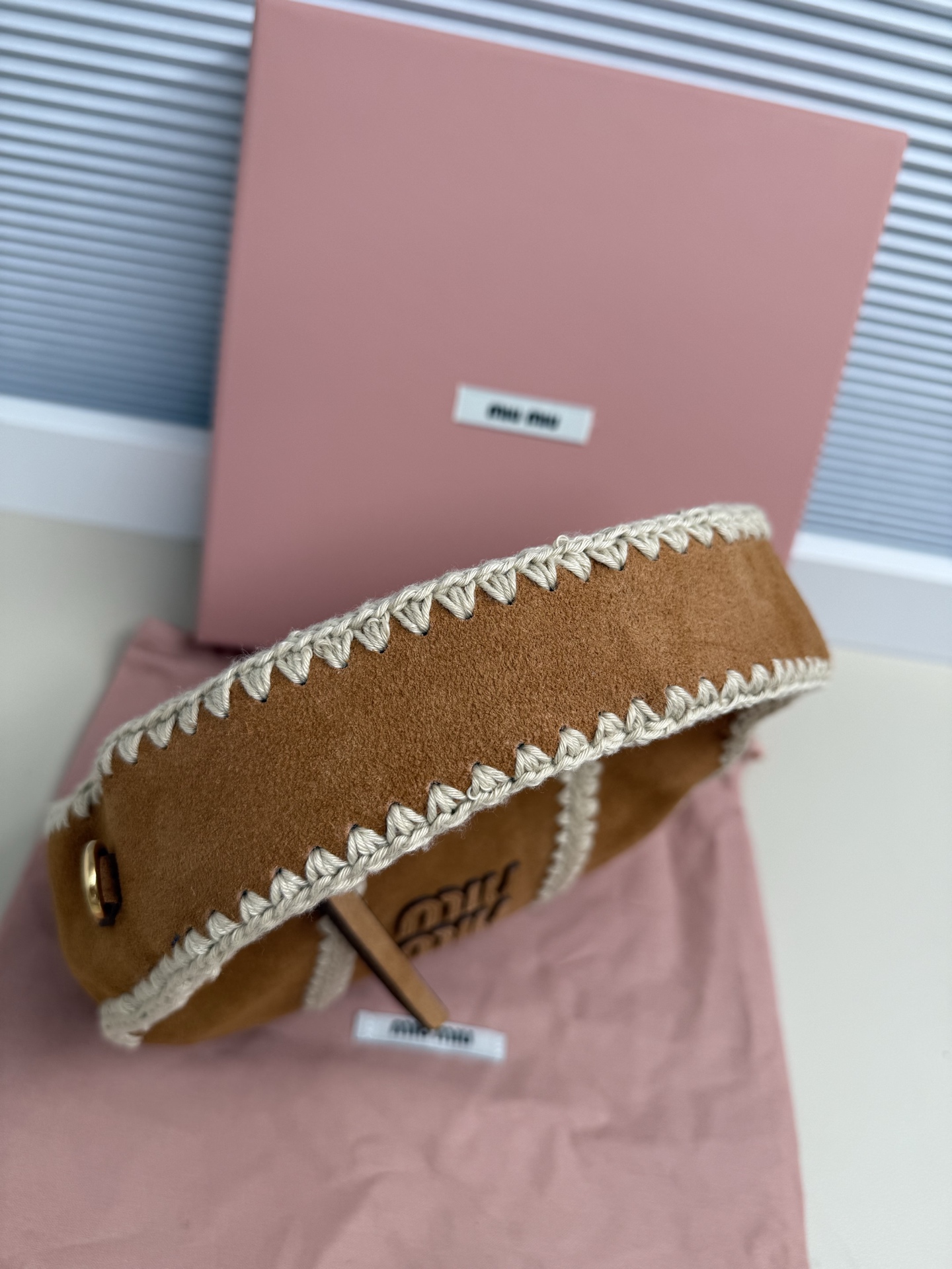 Miu Miu Deerskin Crochet Shoulder Bag