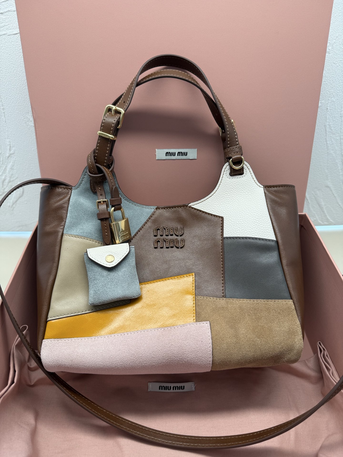 Miu Miu Paneled Leather Tote Bag