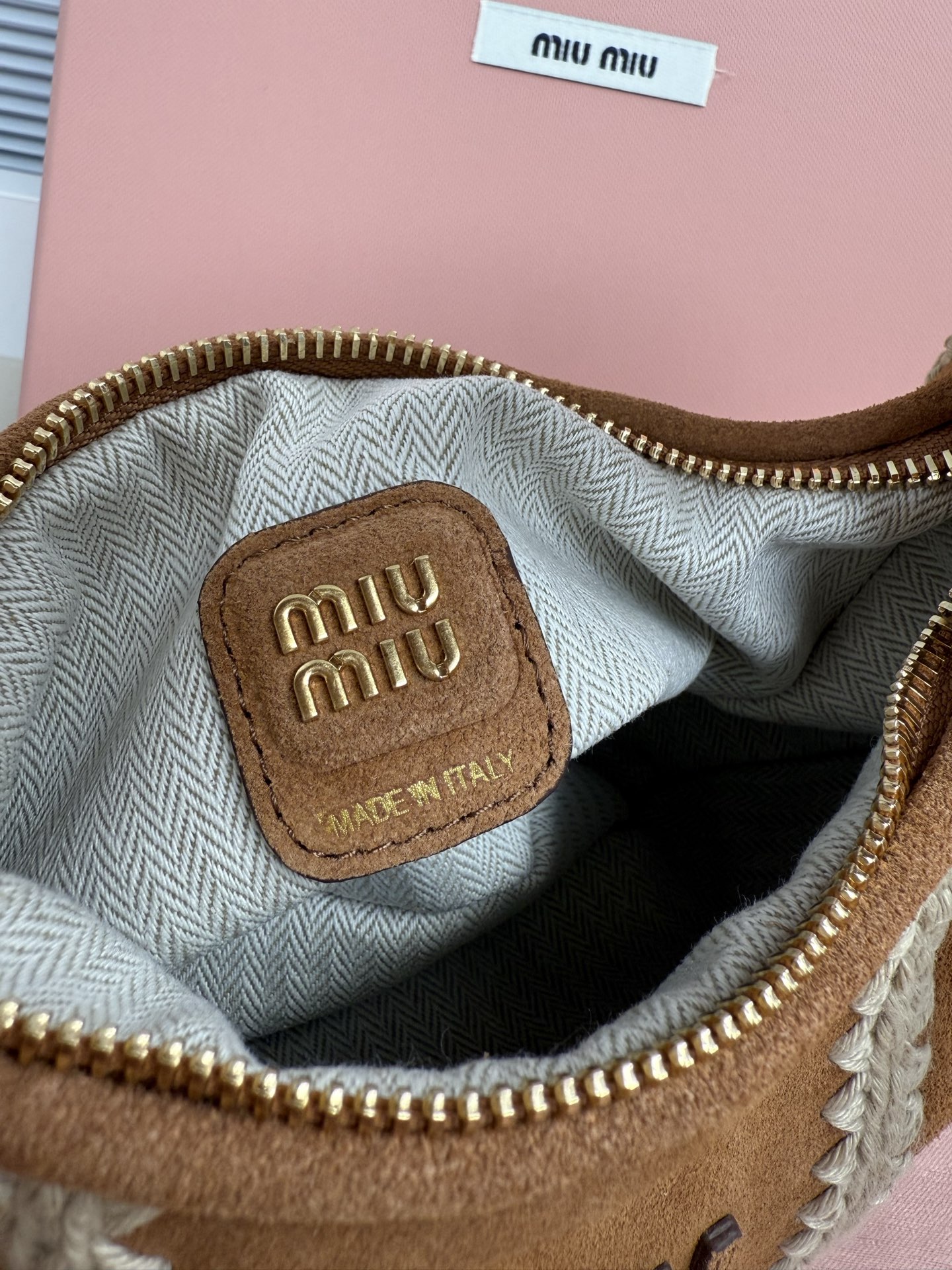 Miu Miu Deerskin Crochet Shoulder Bag
