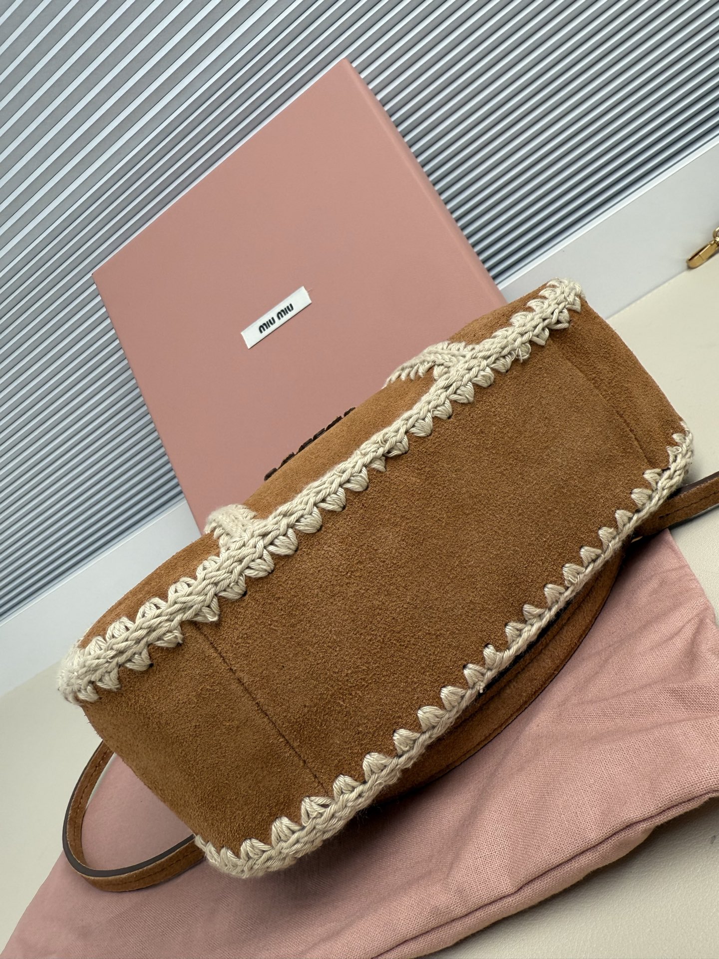 Miu Miu Deerskin Crochet Shoulder Bag