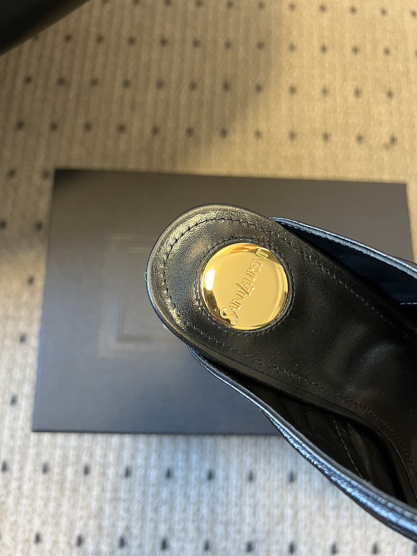 Saint Laurent 26SS Pointed-Toe Ruched Lace-Up Mule Heels