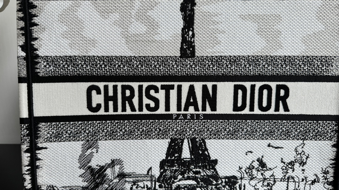 DlOR Medium Dior Book Tote Paris Embroidery