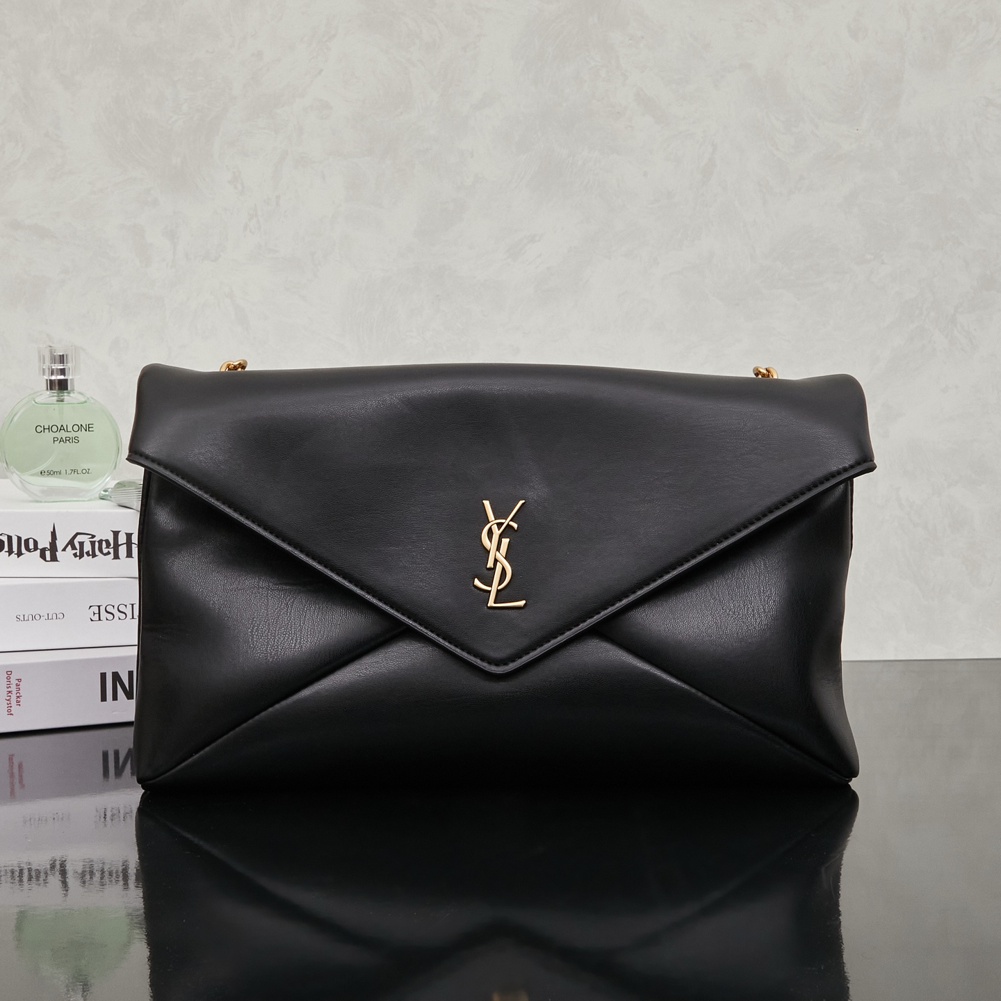 Saint Laurent Large Envelope Chain Bag in Lambskin