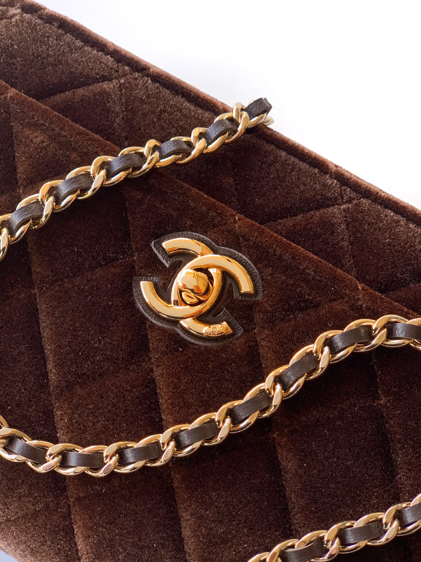 Chanel 26C Velvet Wallet on Chain with Diamond Button