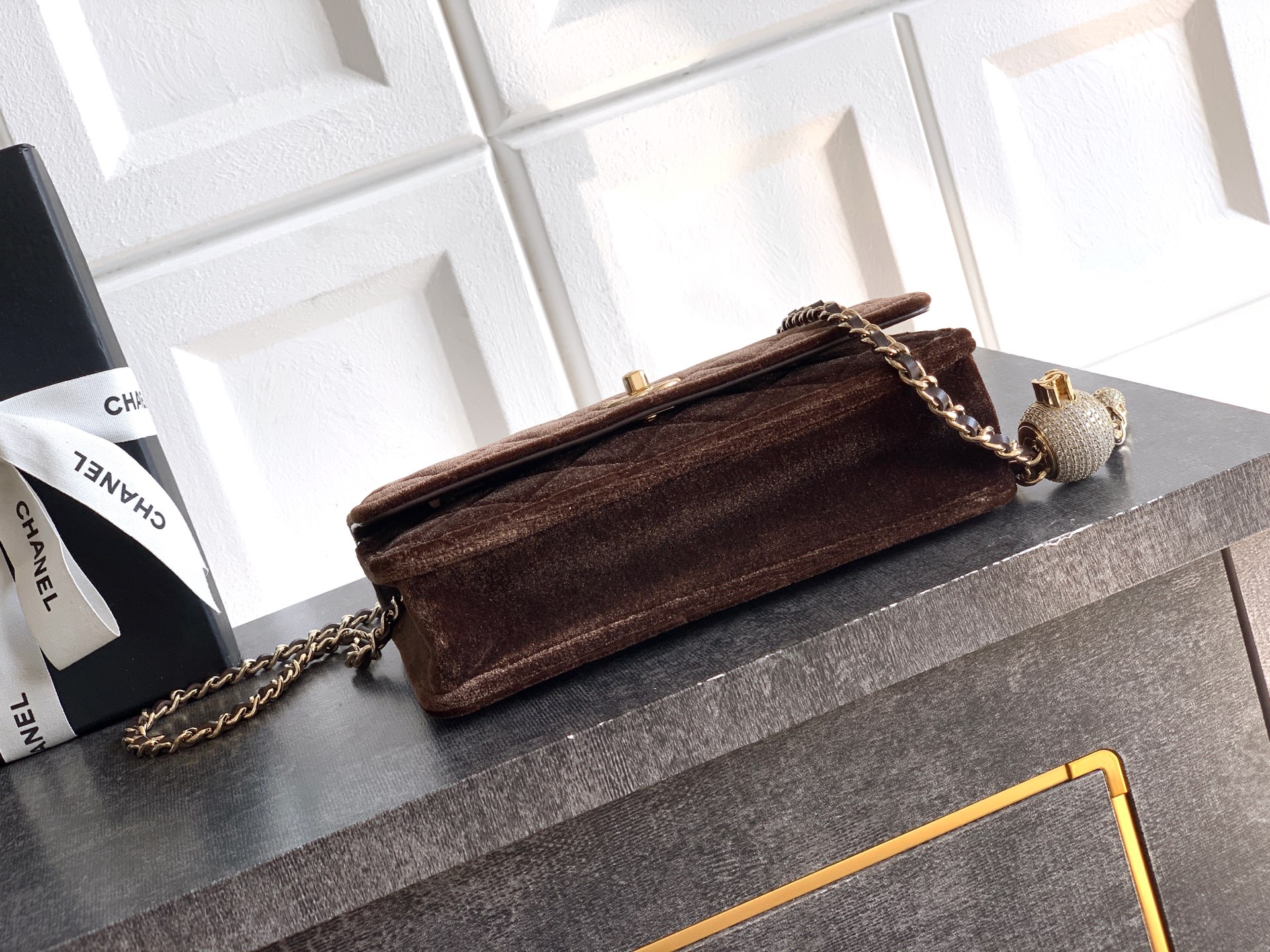 Chanel 26C Velvet Wallet on Chain with Diamond Button