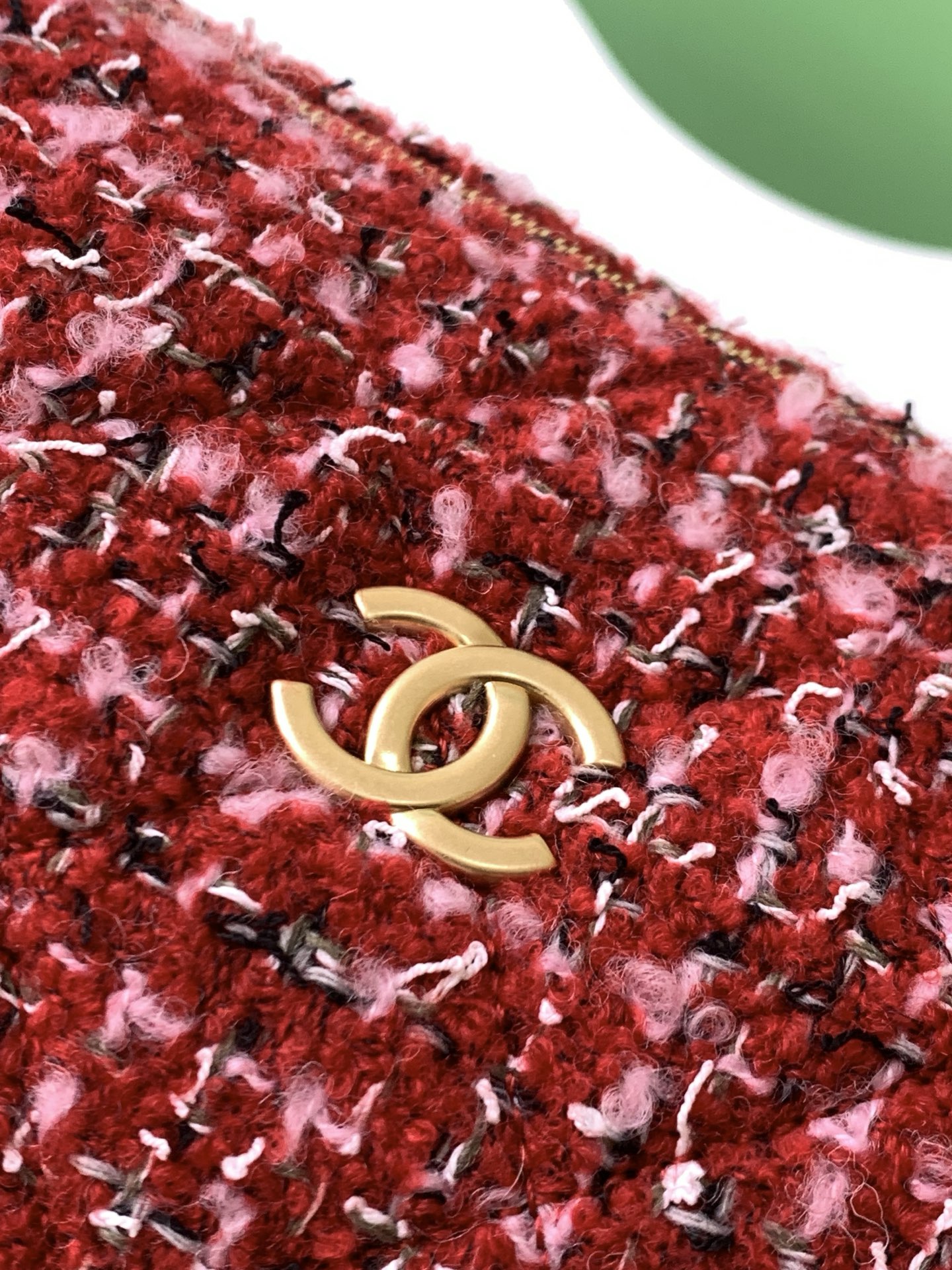 Chanel Red Fabric Bowling Bag