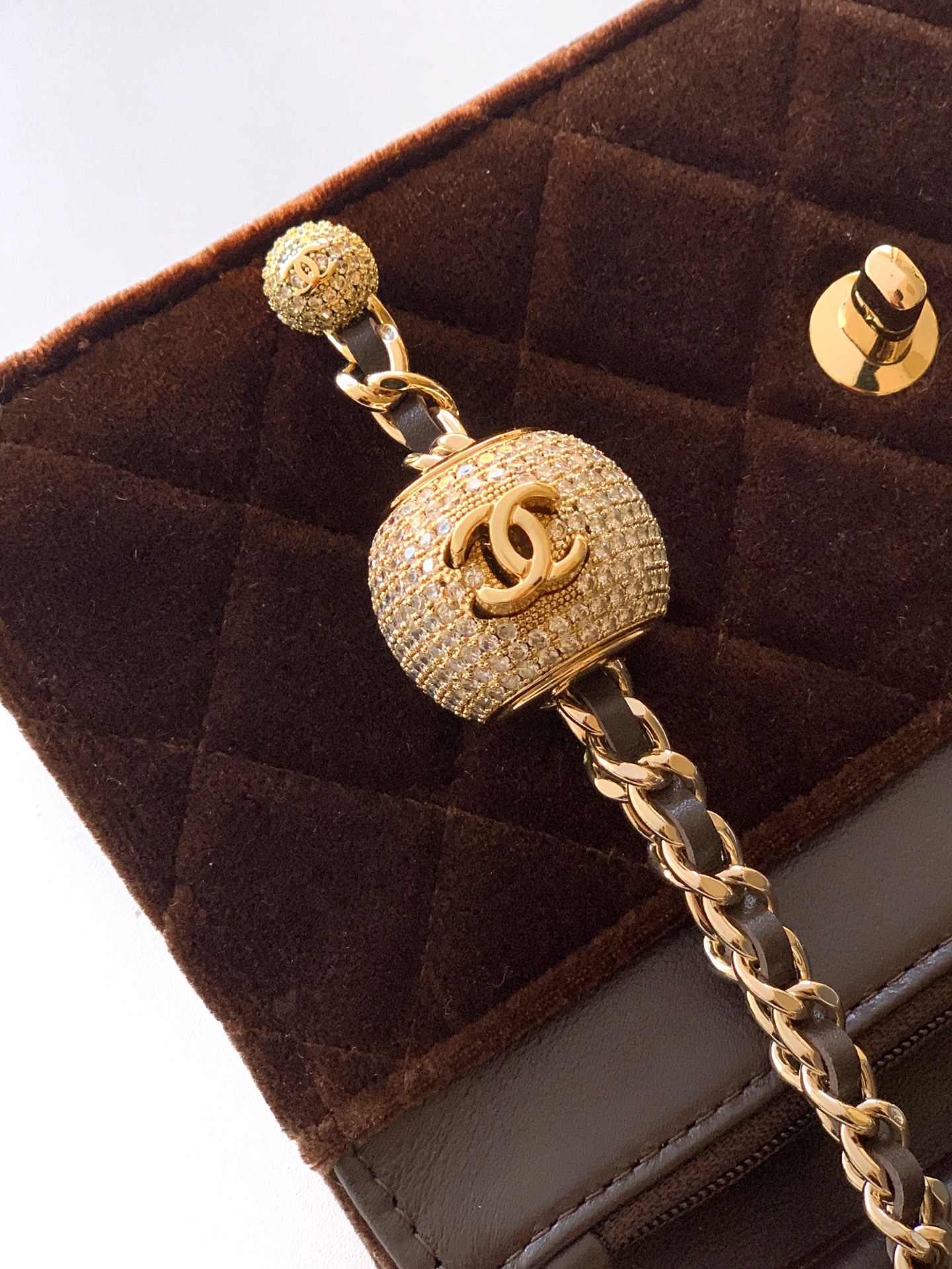 Chanel 26C Velvet Wallet on Chain with Diamond Button