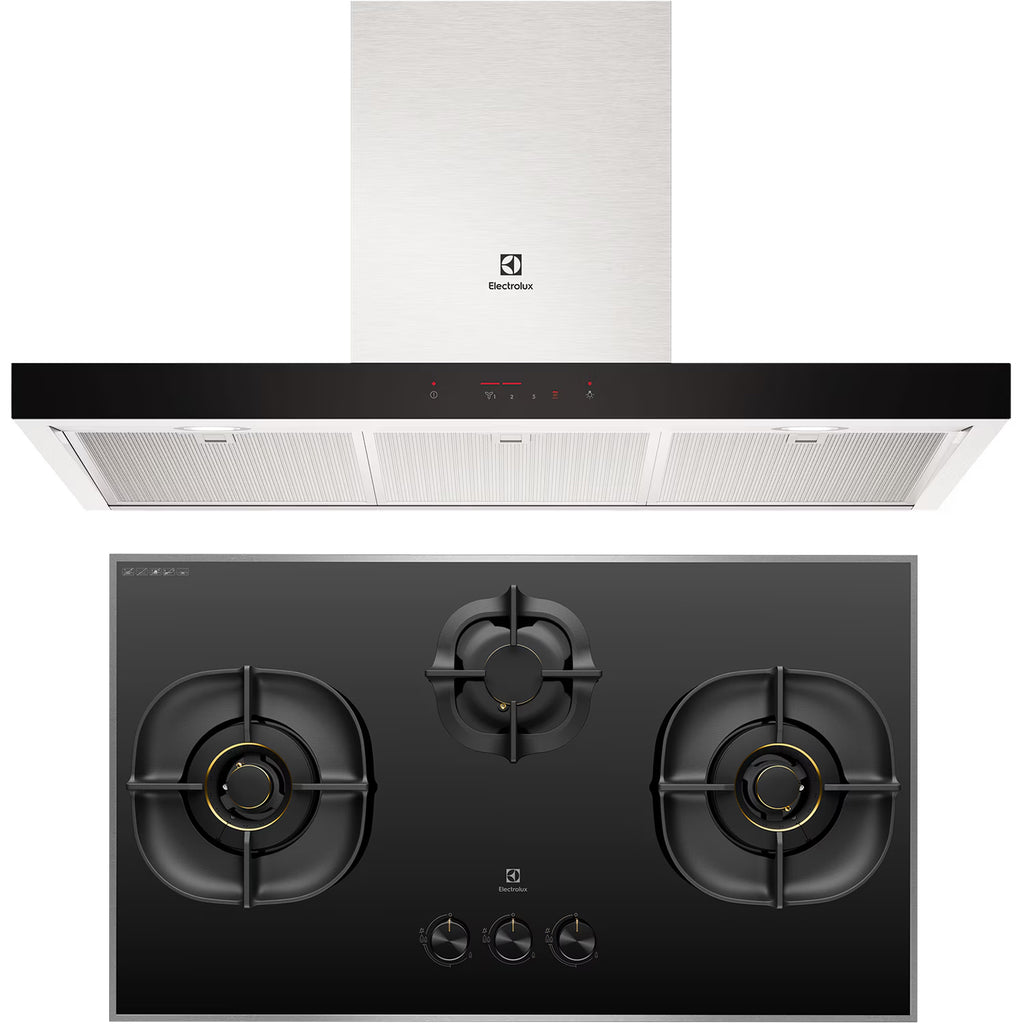 90CM BUNDLE: ECT9744H CHIMNEY HOOD & EHG9350 3-BURNER GAS HOB / Free $70 Cold Storage Voucher & $50 MEGA Voucher
