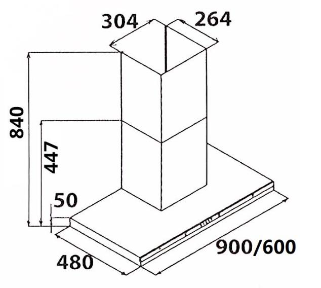 KA2238BK 60CM CHIMNEY HOOD