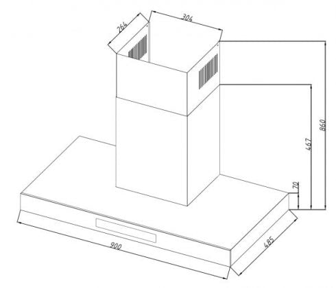 KA9980 90CM CHIMNEY HOOD