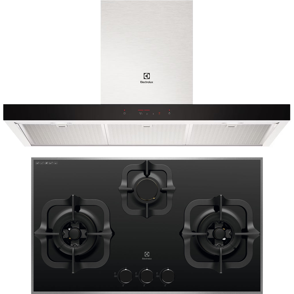 BUNDLE: ECT9744H 90CM CHIMNEY HOOD & EGT7836BEP 78CM 3-BURNER TG GAS HOB / Free $70 Cold Storage Voucher & $50 MEGA Voucher