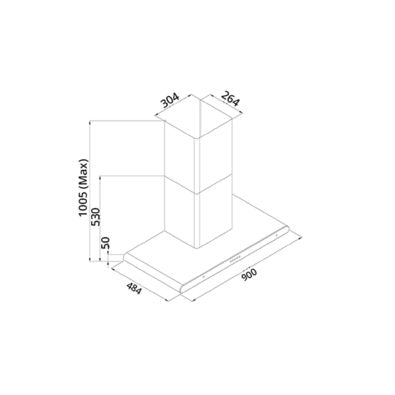 KA9008 90CM CHIMNEY HOOD