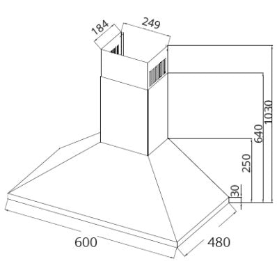 KA2038/60 60CM CHIMNEY HOOD