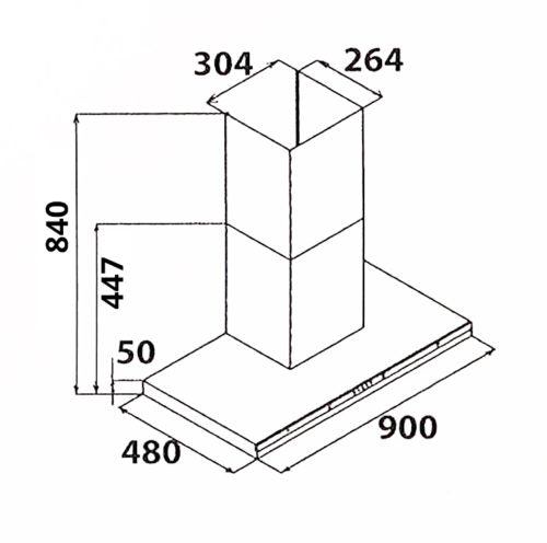 KA2238BK 90CM CHIMNEY HOOD