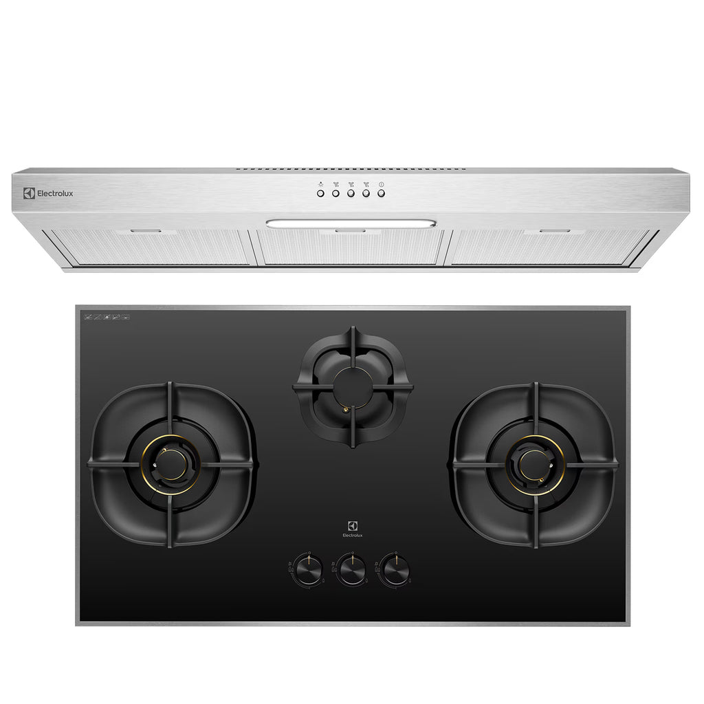 90CM BUNDLE: ECF9214X SLIMLINE HOOD & EHG9350 3-BURNER GAS HOB