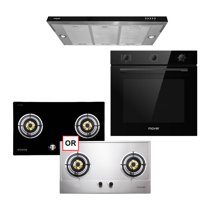 MMGH772HI/MMSS772HI 78CM GAS HOB + MMSI900HS 90CM SLIMLINE HOOD + MMDO8R BUILT-IN OVEN