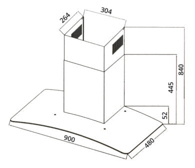 KA9808 90CM CHIMNEY HOOD