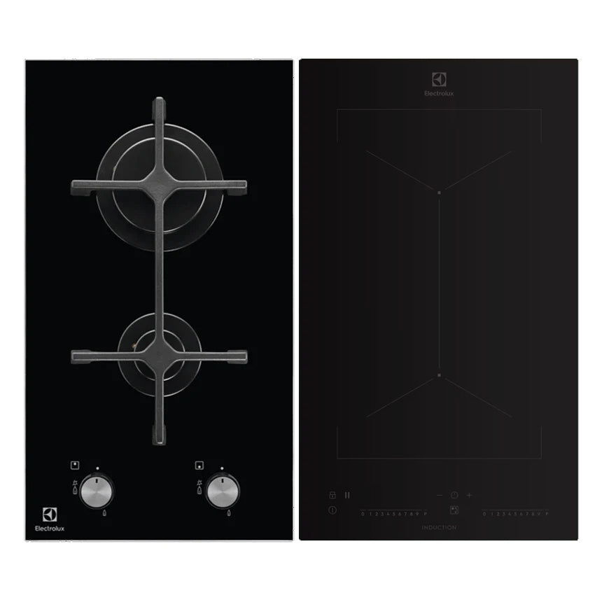 EGC3320NOK 30CM 2-BURNER GAS HOB & EHI3251BE 30CM 2-ZONE INDUCTION HOB