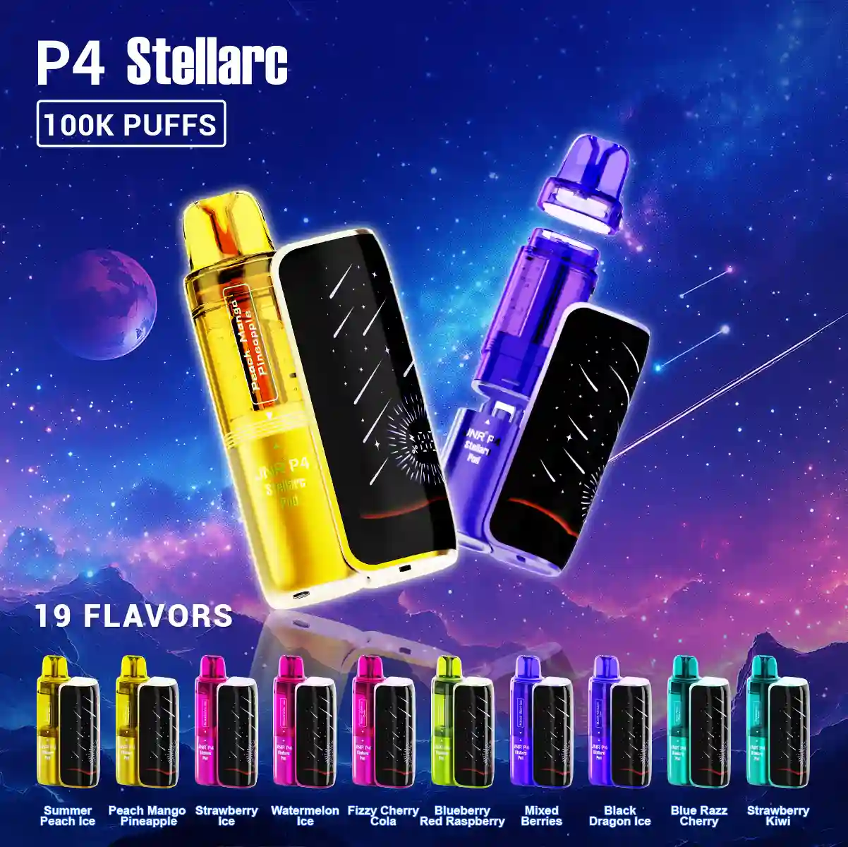 JNR Vape P4 Stellarc 100K Puffs Kit - Refillable & Replaceable Pod Vape - Vape Grok