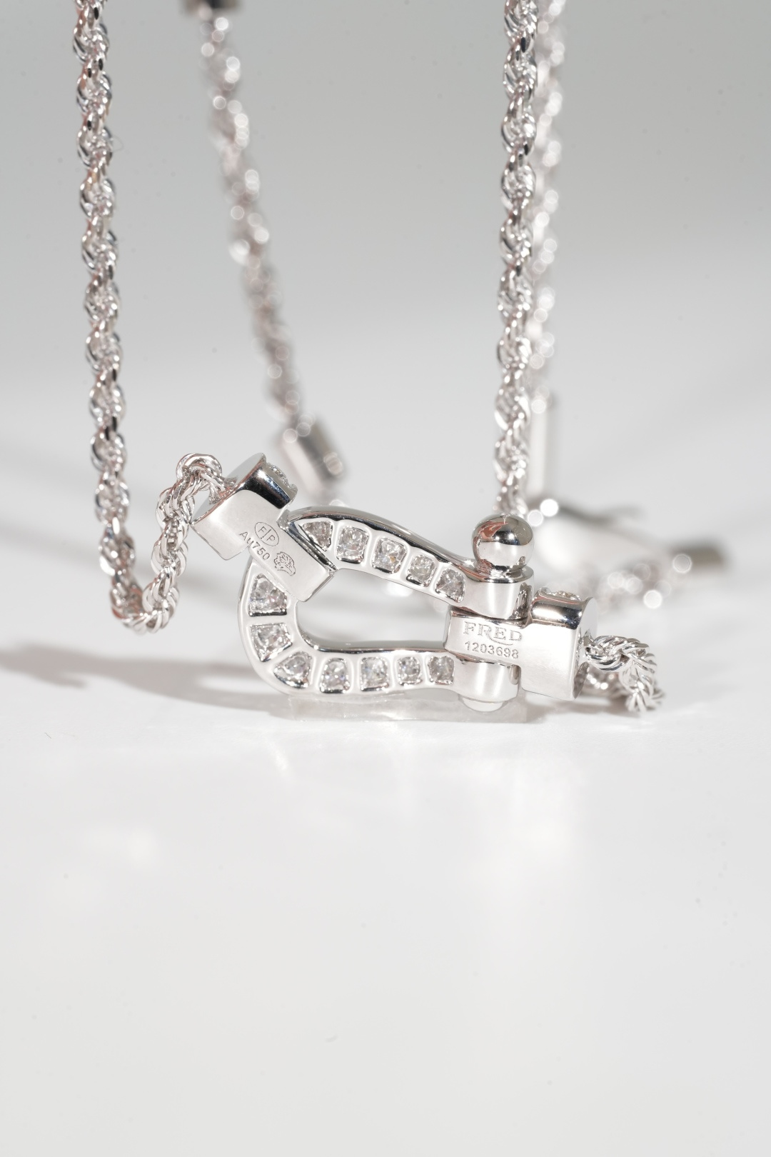 FRED Full-Diamond Horseshoe Buckle Necklace