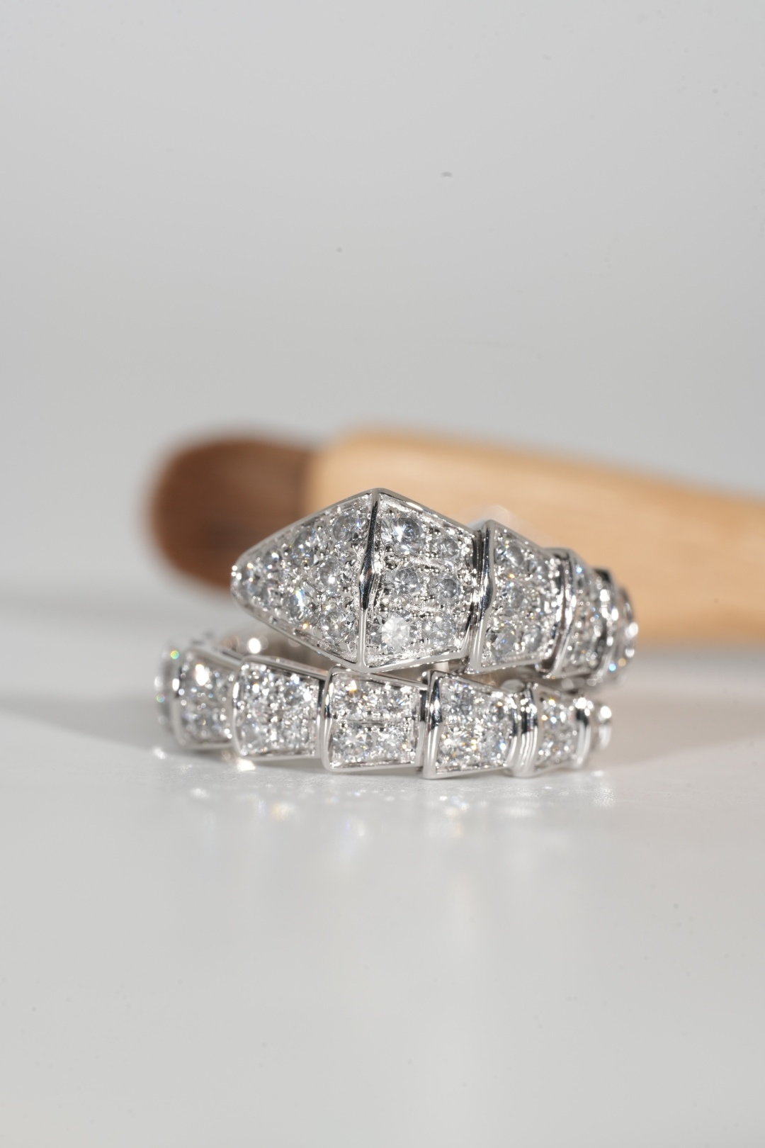 BVLGARI Wide Full-Diamond Serpenti Ring