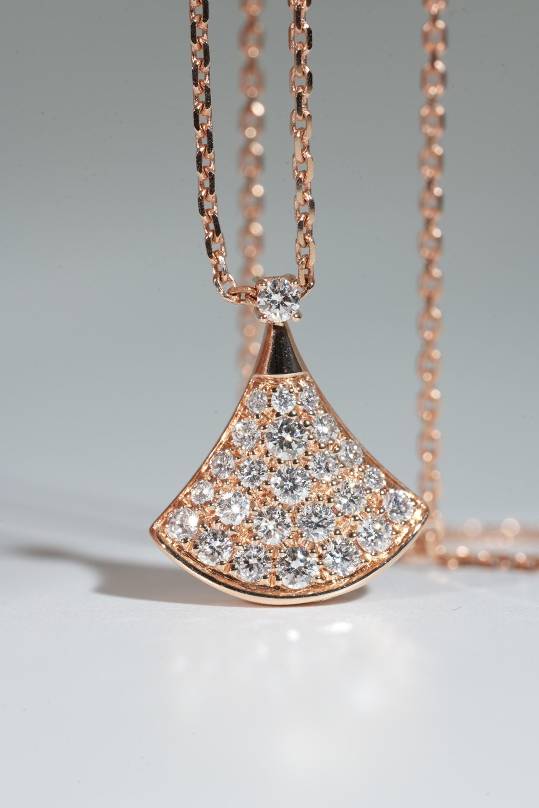 BVLGARI Small Full-Diamond Fan Pendant Necklace