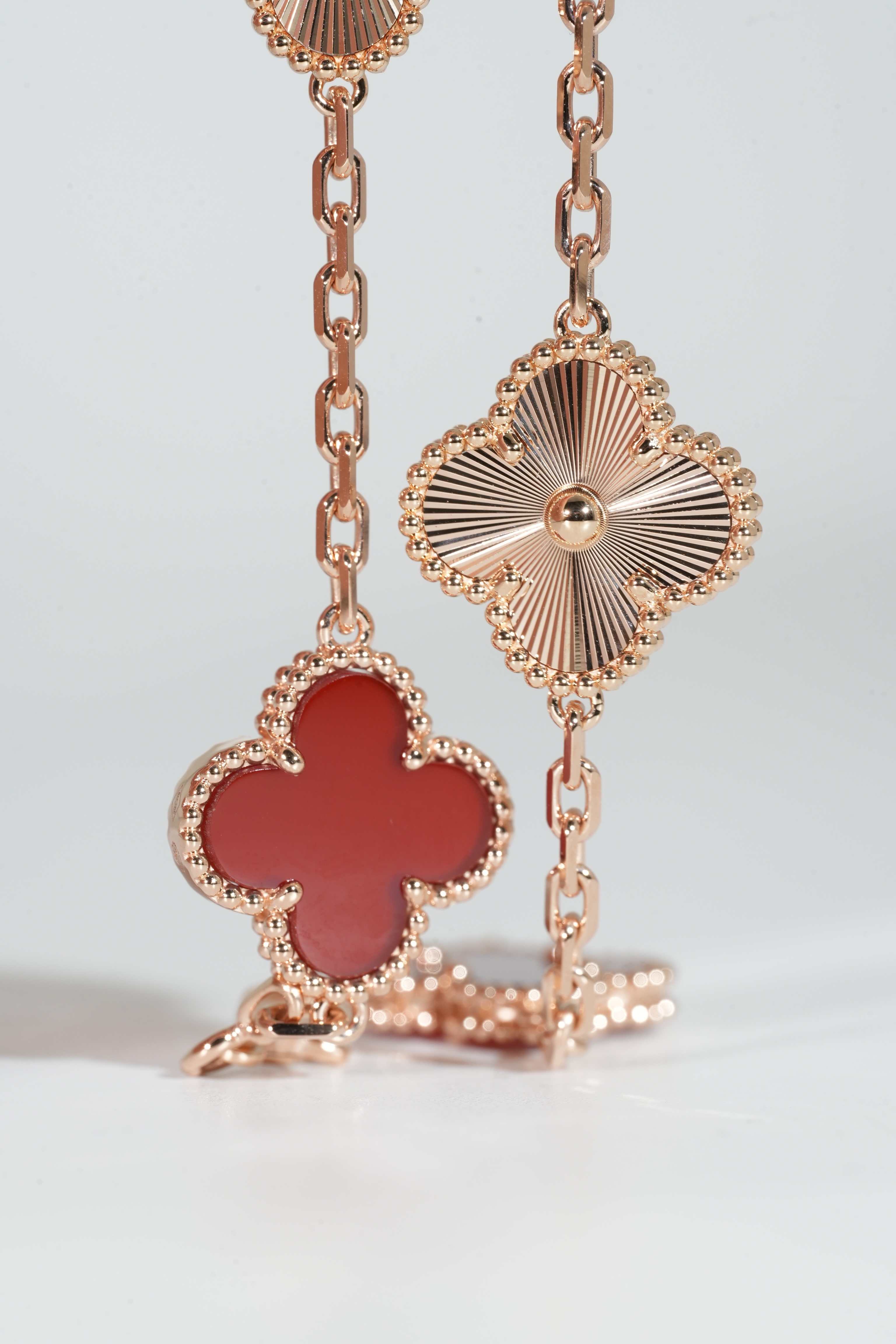 VCA Carnelian Guilloché Five-Motif Bracelet