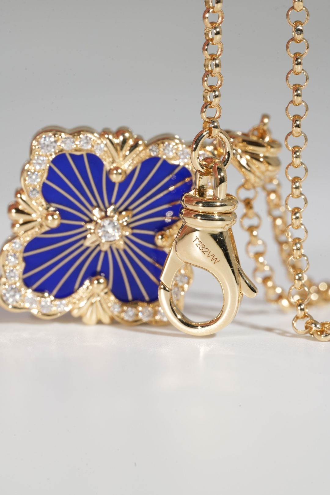 Buccellati Large Blue Enamel Diamond Pendant Necklace