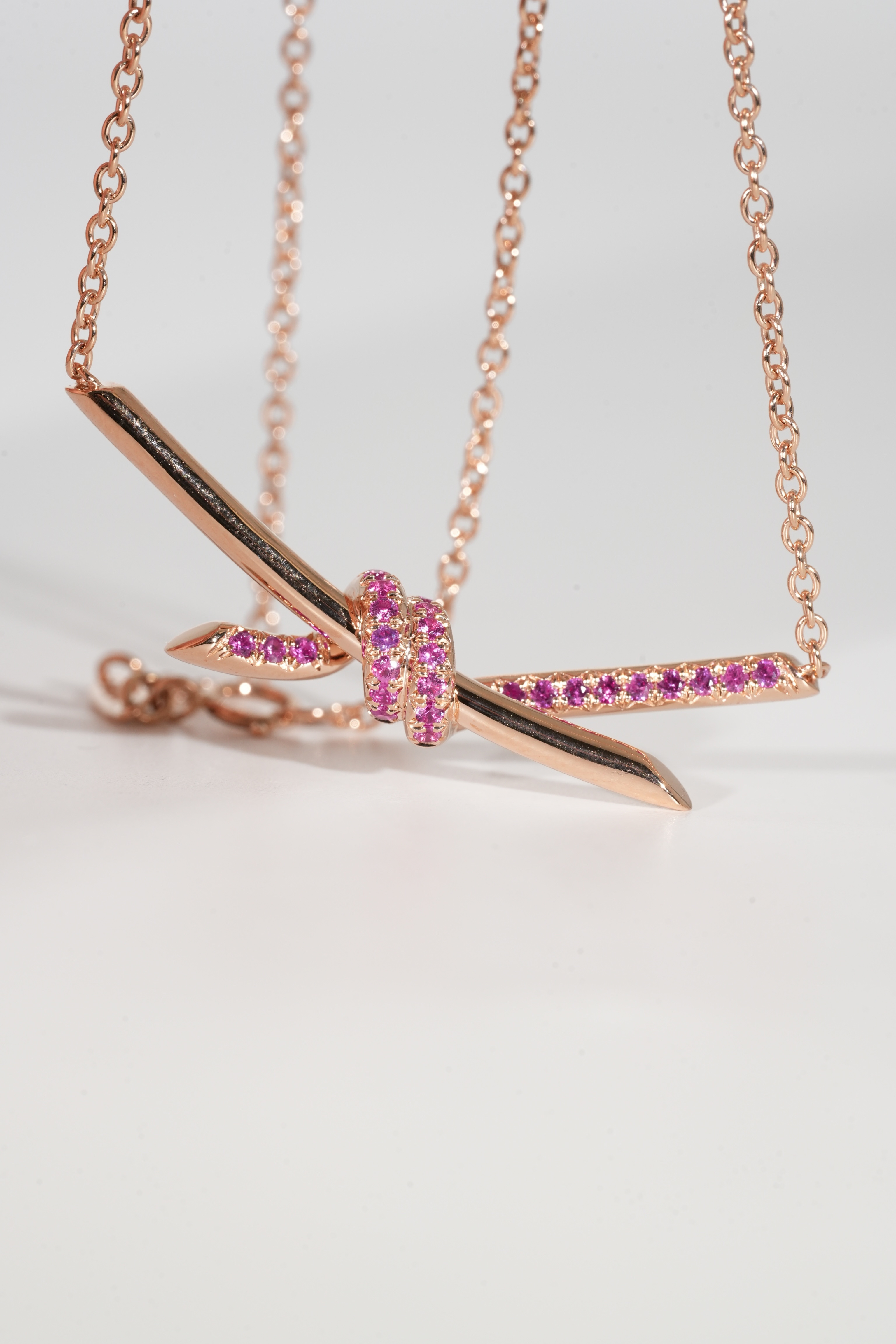 Tiffany Pink & Blue Sapphire Knot Necklace