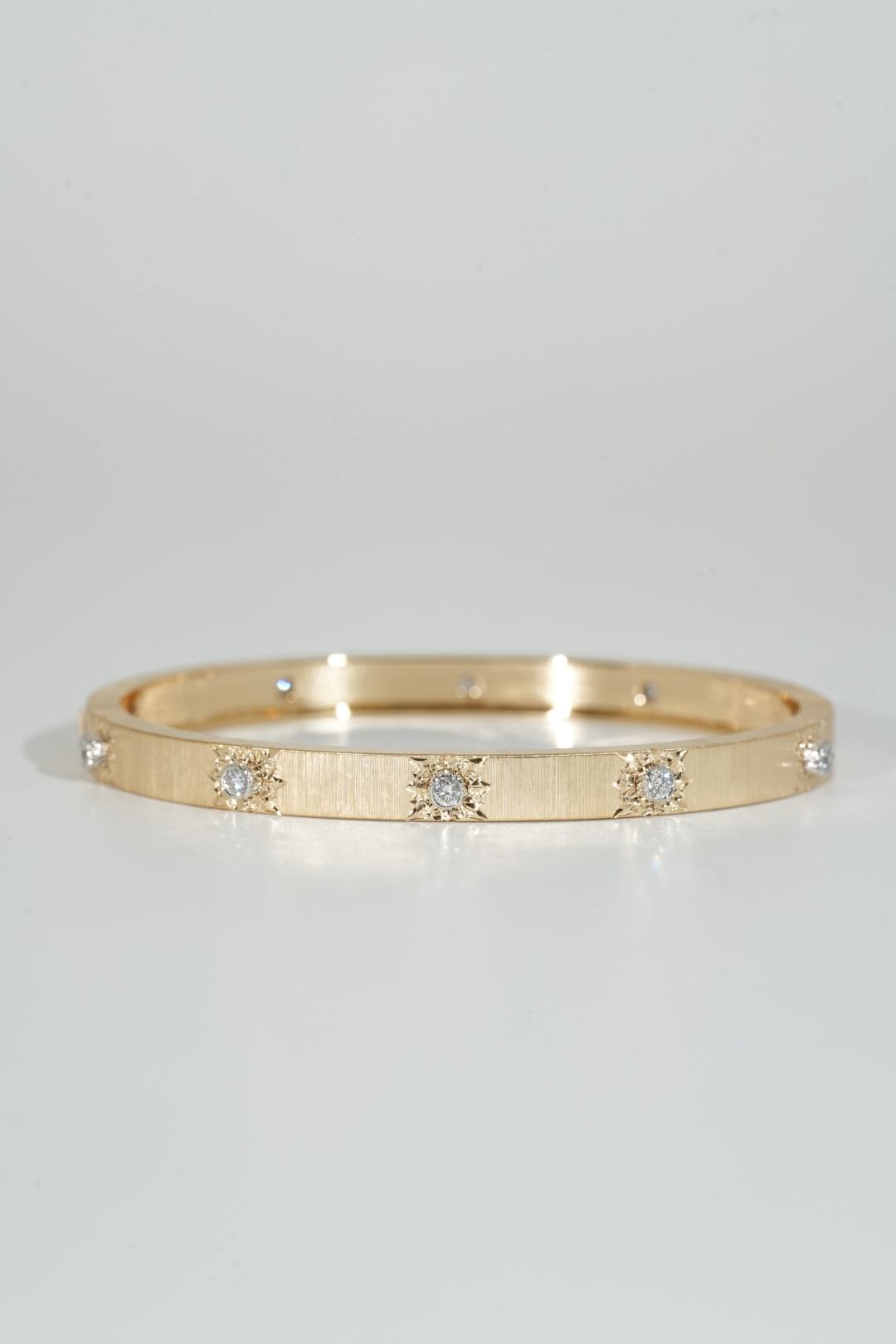 Buccellati Brushed Gold Bangles with Ten Diamonds