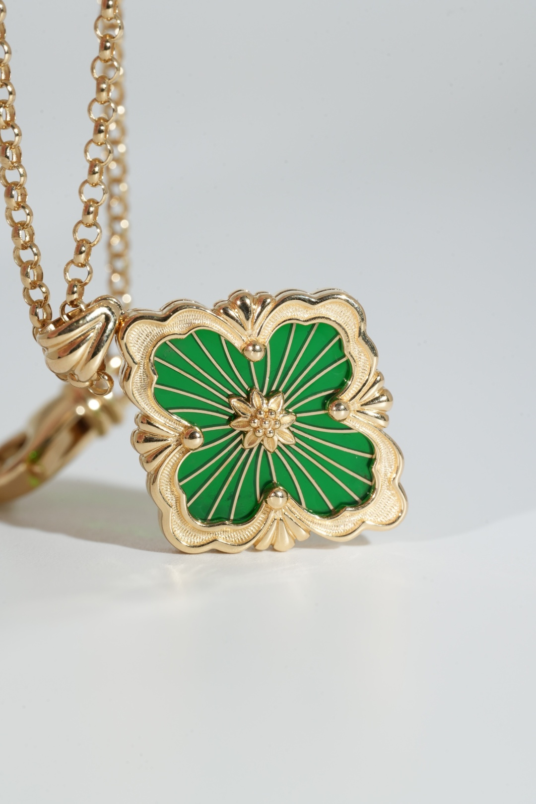 Buccellati Large Green Enamel Pendant Necklace